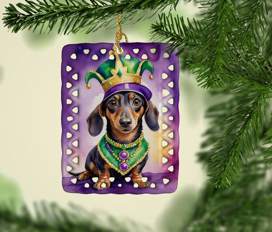 Dachshund King of Mardi Gras Porcelain Ornament