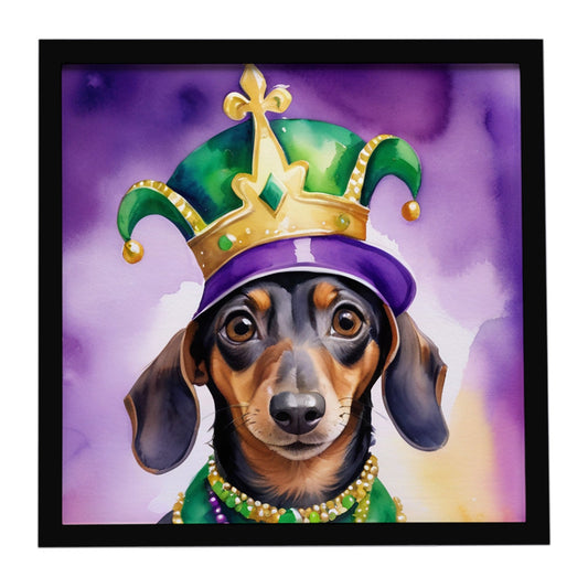Dachshund King of Mardi Gras Framed Metal Print
