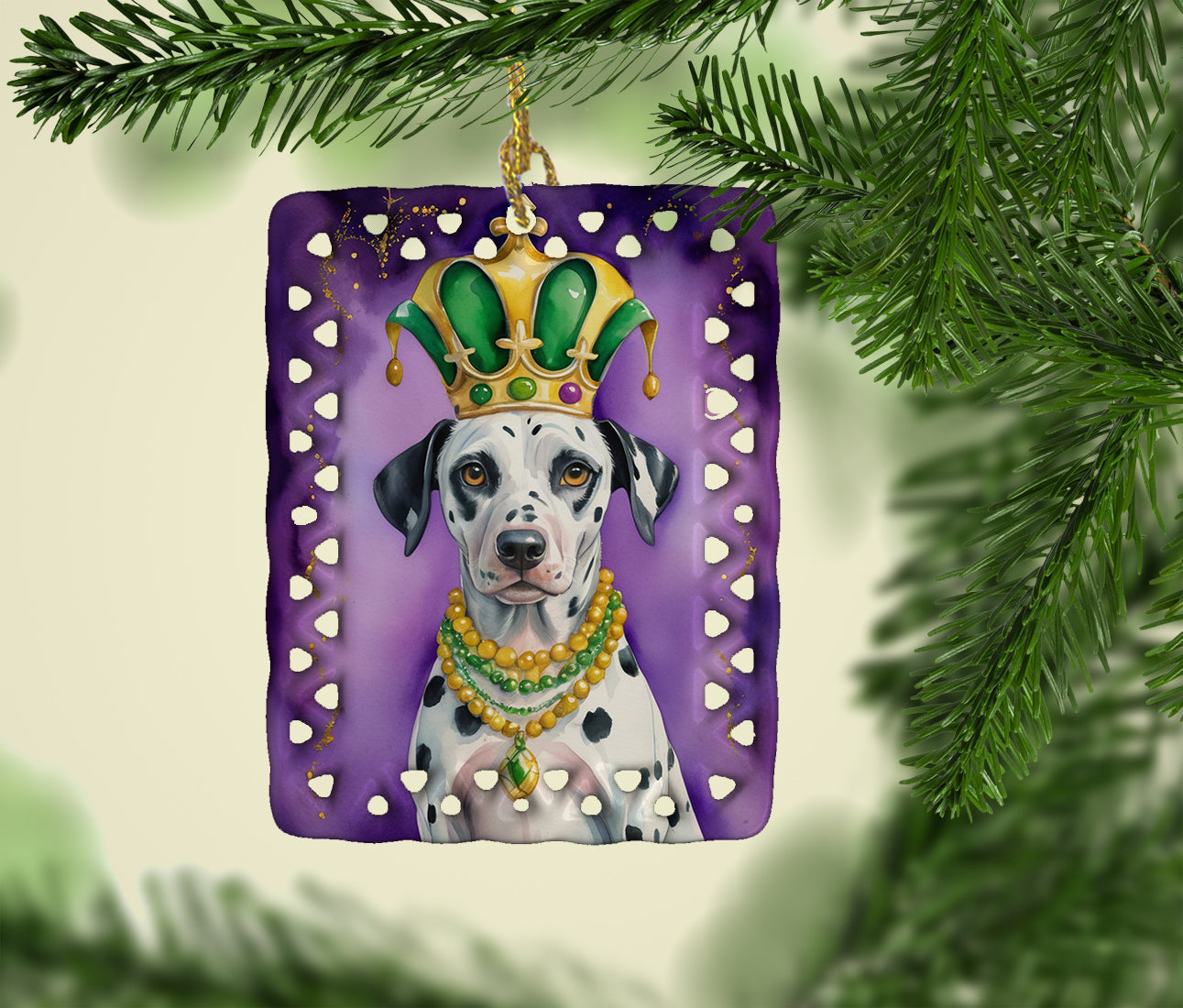 Dalmatian King of Mardi Gras Porcelain Ornament