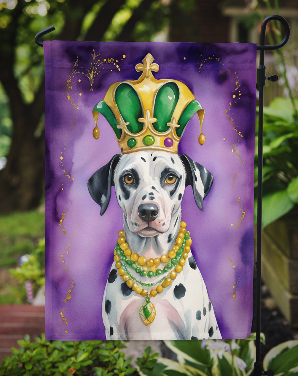 Dalmatian King of Mardi Gras Garden Flag - Vibrant Dog-Themed Yard Decor by Caroline's Treasures