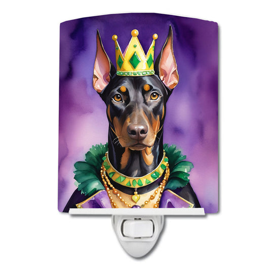 Doberman Pinscher King of Mardi Gras Ceramic Night Light