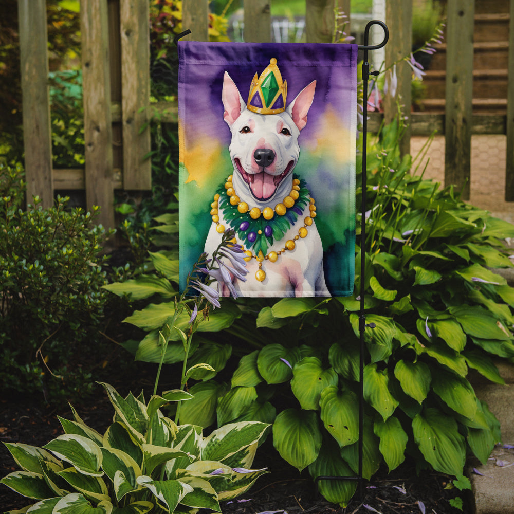 English Bull Terrier King of Mardi Gras Garden Flag - Vibrant Dog-Themed Yard Decor by Caroline's Treasures