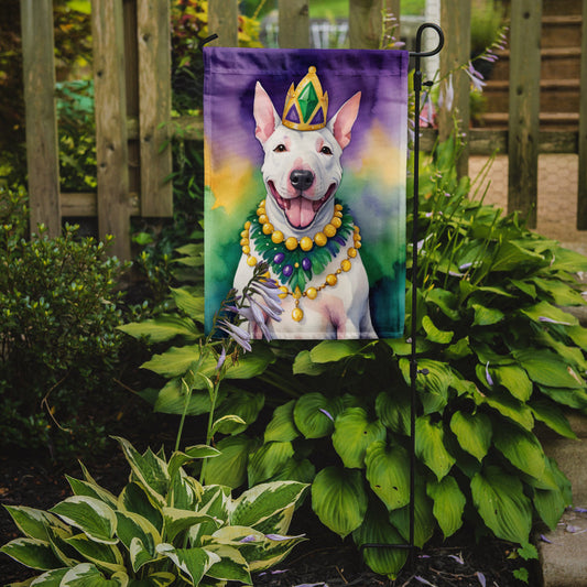 English Bull Terrier King of Mardi Gras Garden Flag - Vibrant Dog-Themed Yard Decor by Caroline's Treasures