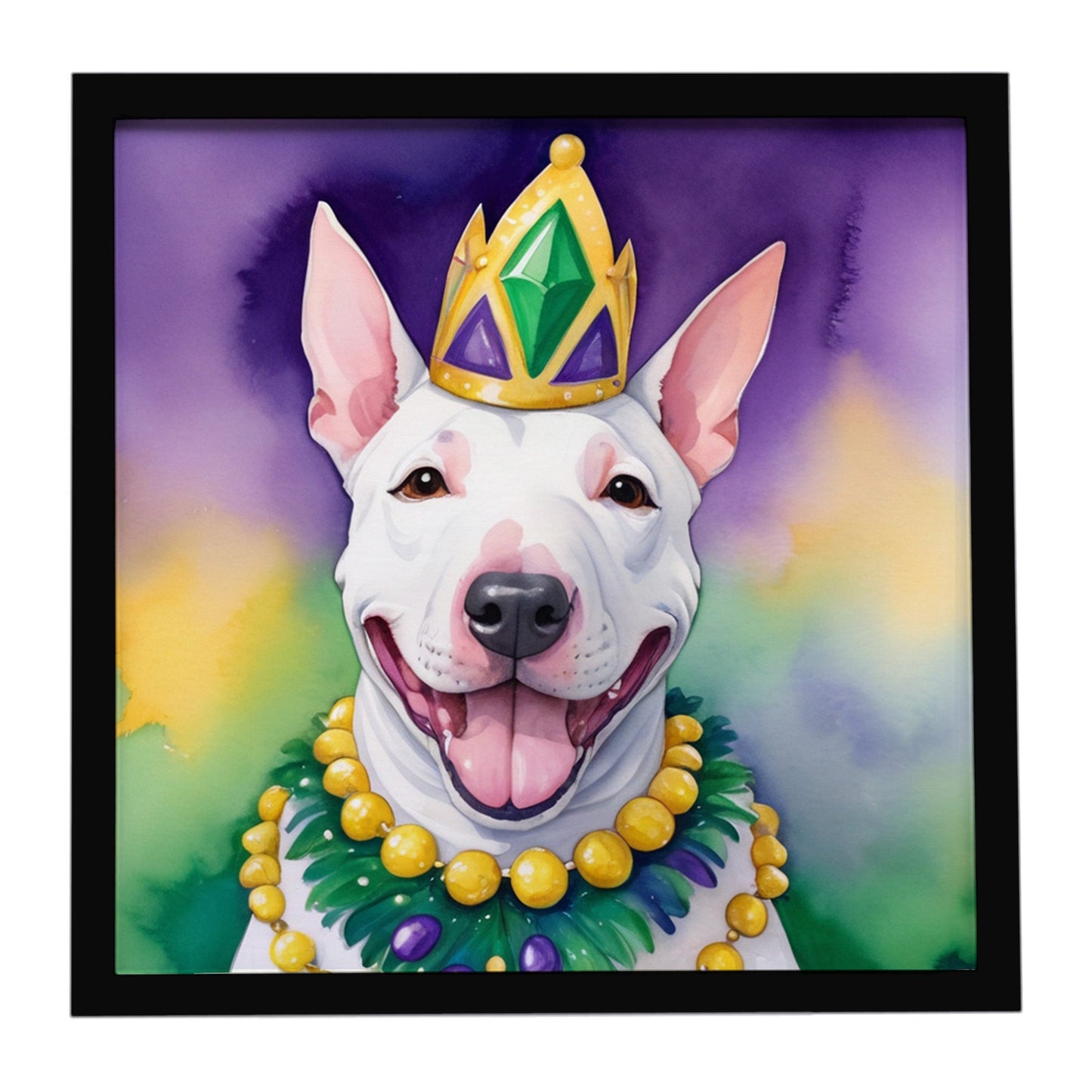 English Bull Terrier King of Mardi Gras Framed Metal Print