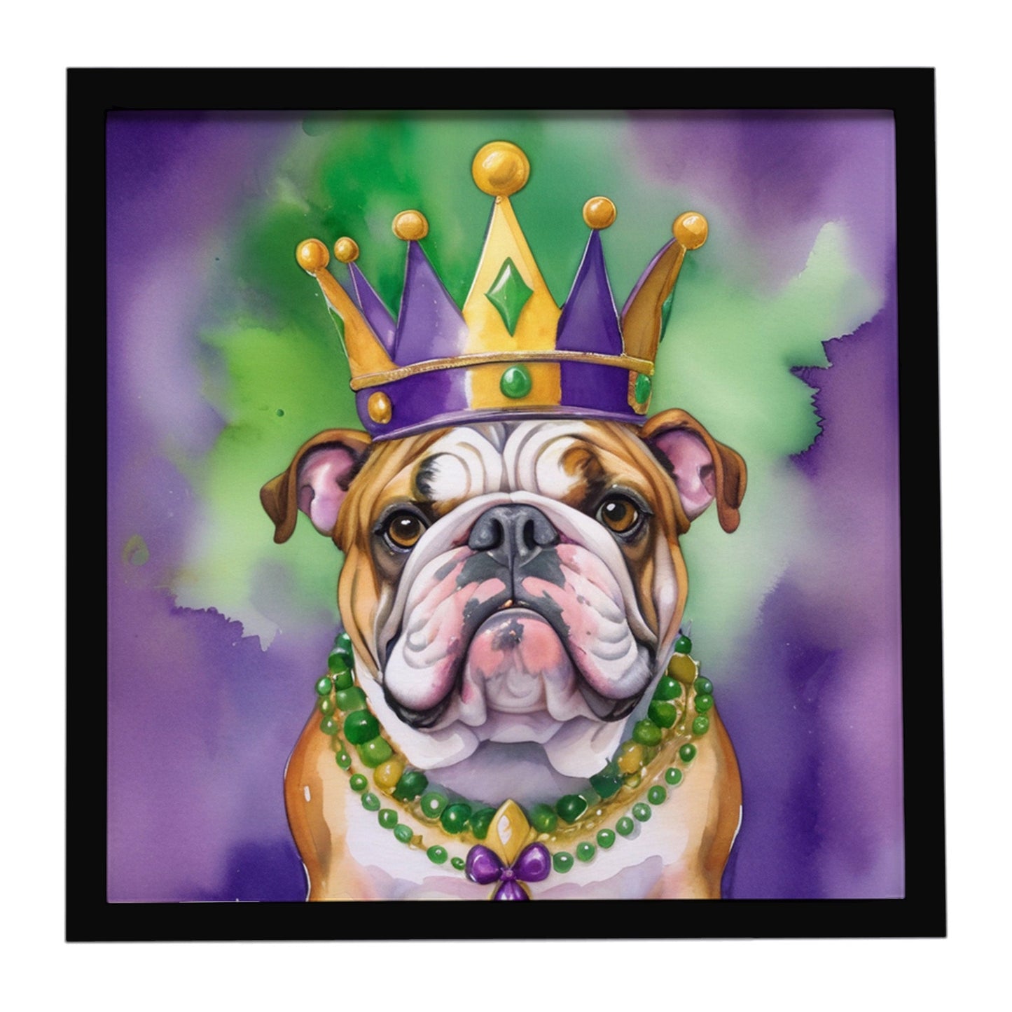 English Bulldog King of Mardi Gras Framed Metal Print