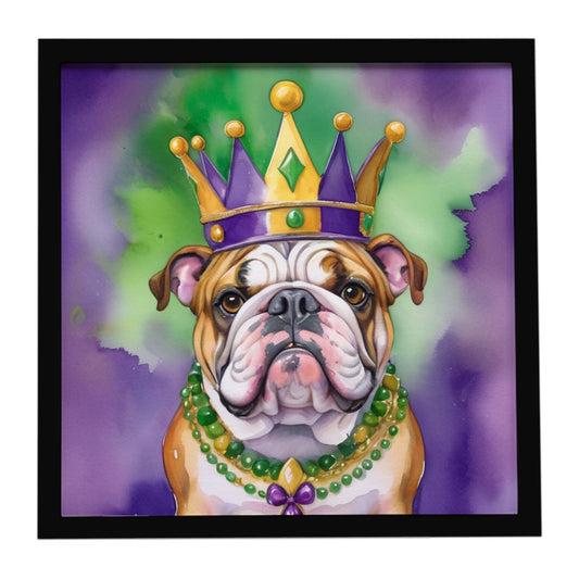 English Bulldog King of Mardi Gras Framed Metal Print