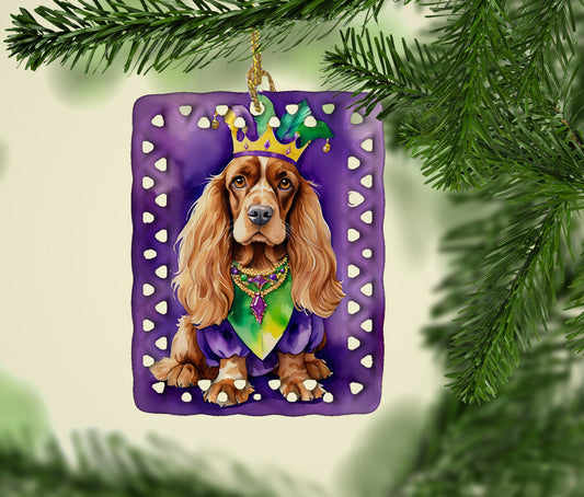 English Cocker Spaniel King of Mardi Gras Porcelain Ornament