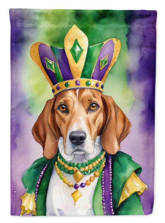 English Foxhound King of Mardi Gras Garden Flag - Vibrant Dog-Themed Yard Decor by Caroline's Treasures