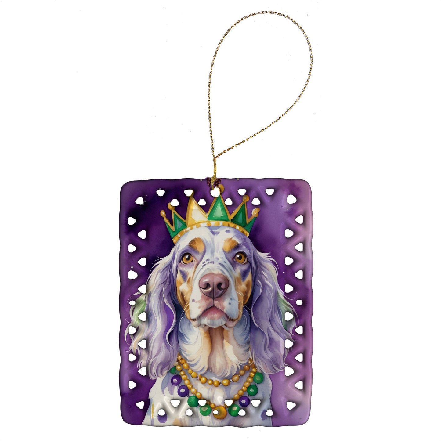 English Setter King of Mardi Gras Porcelain Ornament
