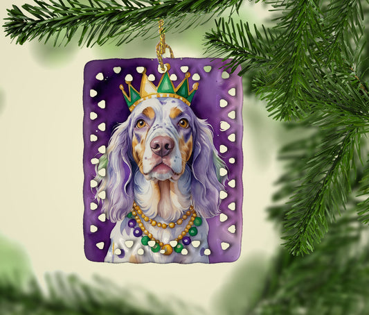 English Setter King of Mardi Gras Porcelain Ornament