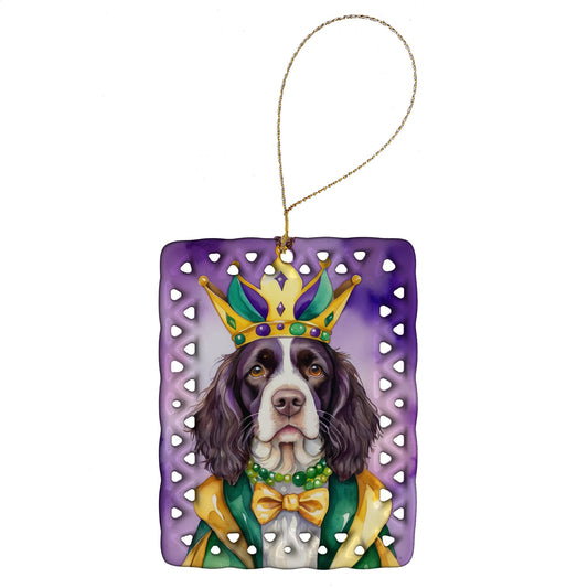 English Springer Spaniel King of Mardi Gras Porcelain Ornament