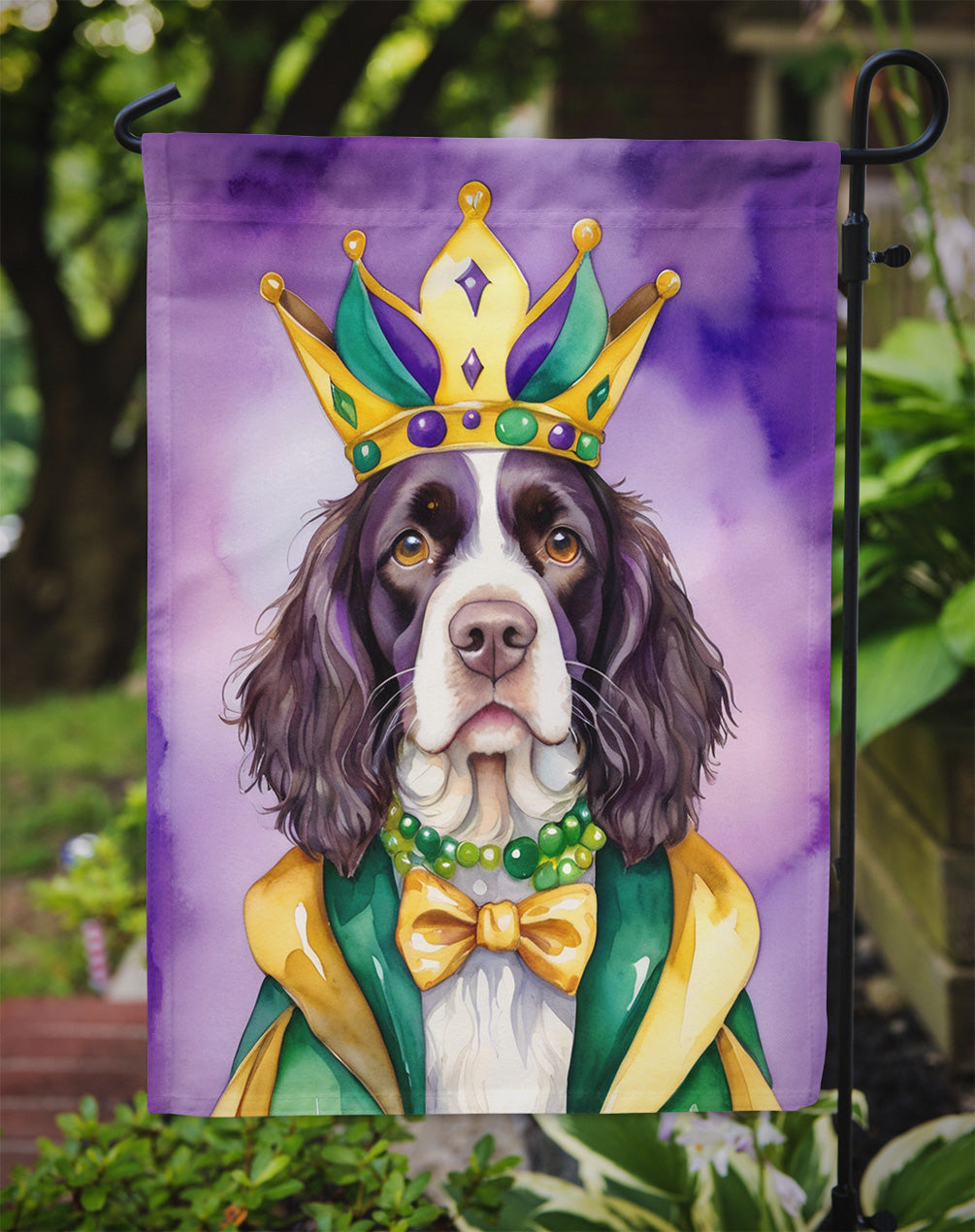 English Springer Spaniel King of Mardi Gras Garden Flag - Vibrant Dog-Themed Yard Decor by Caroline's Treasures