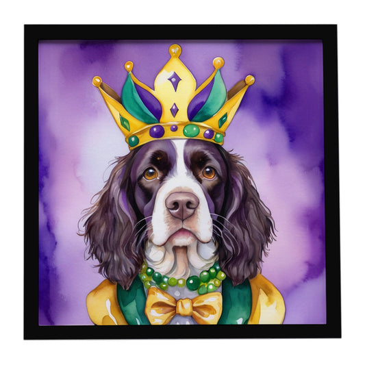 English Springer Spaniel King of Mardi Gras Framed Metal Print
