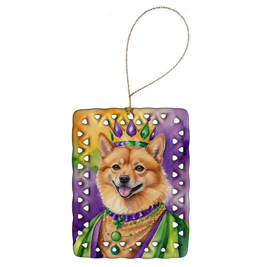 Finnish Spitz King of Mardi Gras Porcelain Ornament