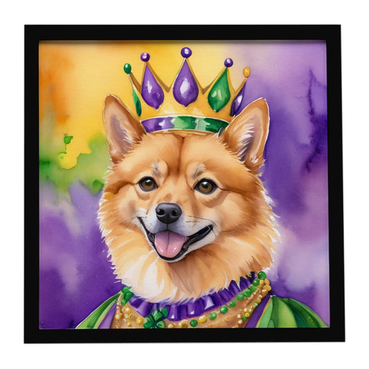 Finnish Spitz King of Mardi Gras Framed Metal Print