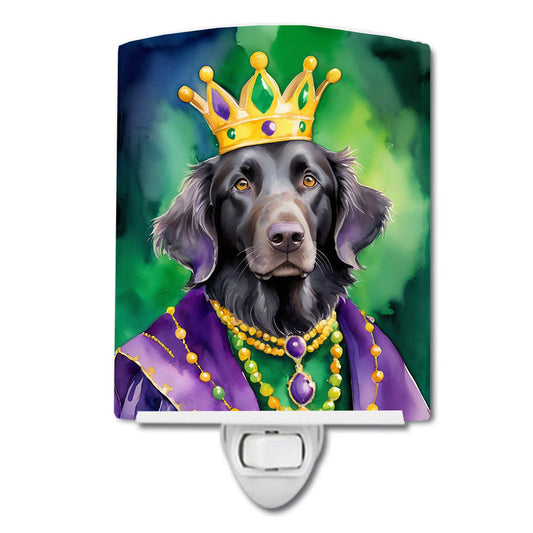 Flat-Coated Retriever King of Mardi Gras Ceramic Night Light