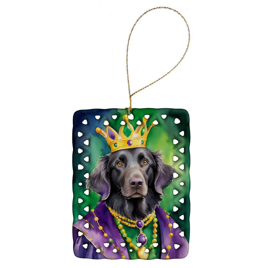 Flat-Coated Retriever King of Mardi Gras Porcelain Ornament