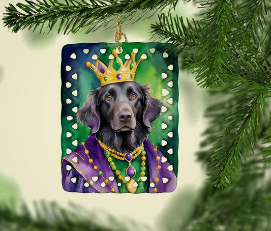 Flat-Coated Retriever King of Mardi Gras Porcelain Ornament