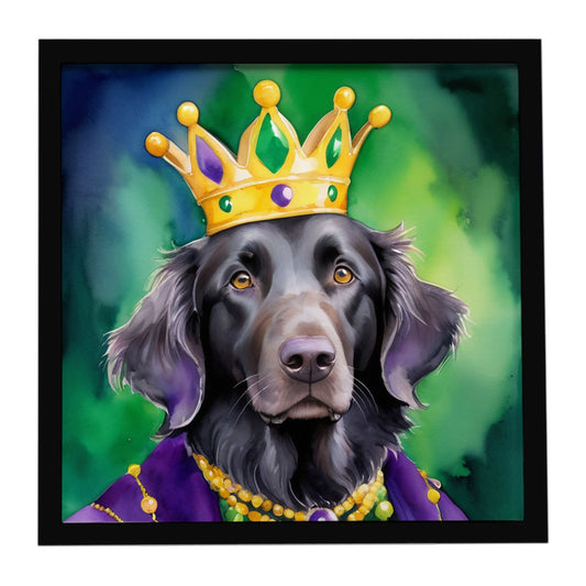 Flat-Coated Retriever King of Mardi Gras Framed Metal Print