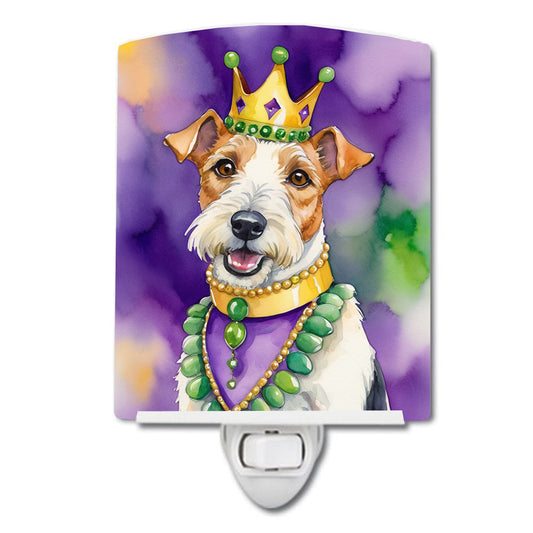 Fox Terrier King of Mardi Gras Ceramic Night Light