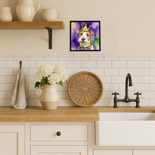Fox Terrier King of Mardi Gras Framed Metal Print