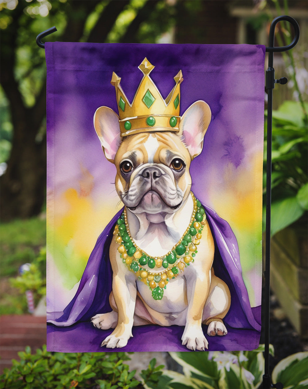 French Bulldog King of Mardi Gras Garden Flag - Vibrant Dog-Themed Yard Decor by Caroline's Treasures