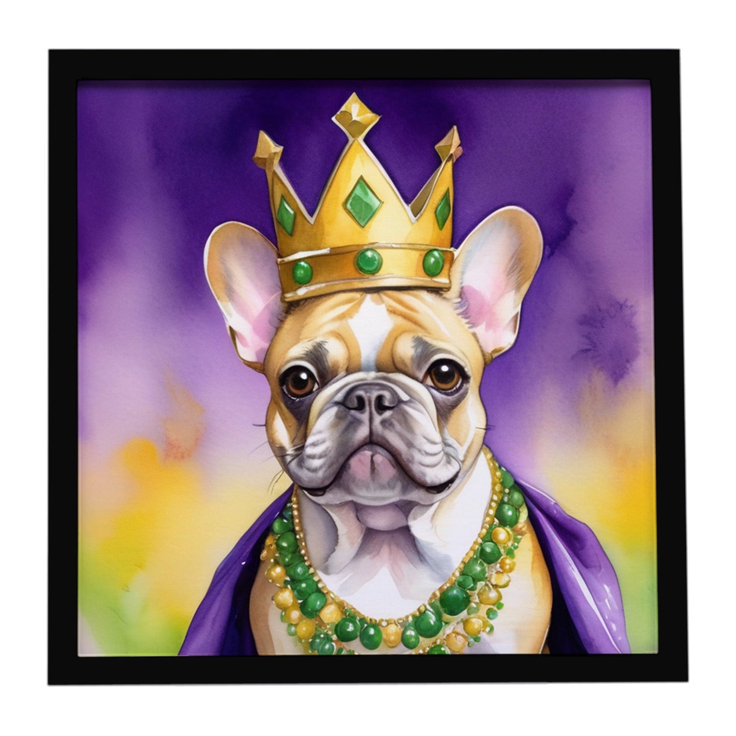 French Bulldog King of Mardi Gras Framed Metal Print