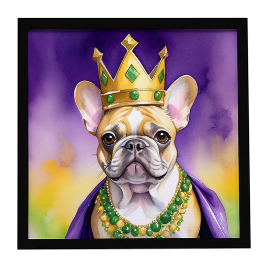 French Bulldog King of Mardi Gras Framed Metal Print