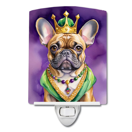 French Bulldog King of Mardi Gras Ceramic Night Light