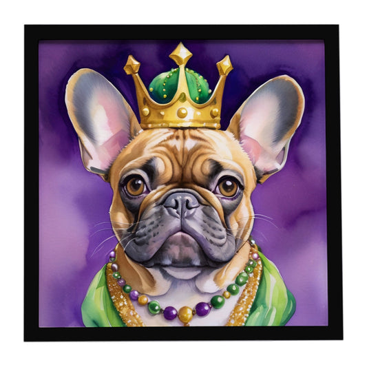 French Bulldog King of Mardi Gras Framed Metal Print