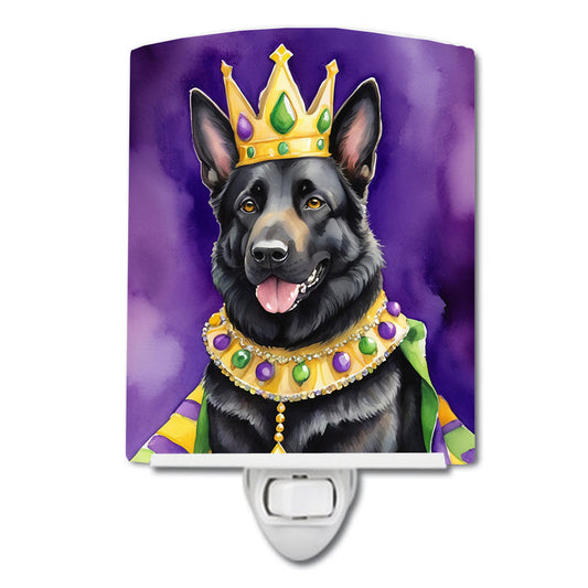 Black German Shepherd King of Mardi Gras Ceramic Night Light
