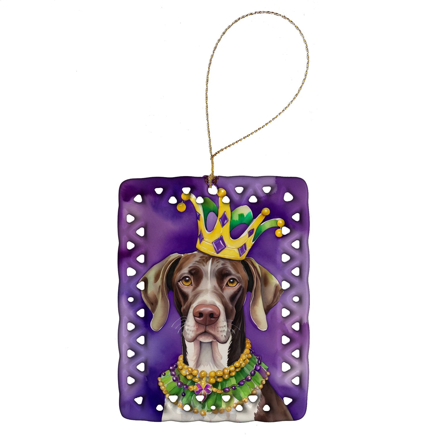 German Shorthaired Pointer King of Mardi Gras Porcelain Ornament