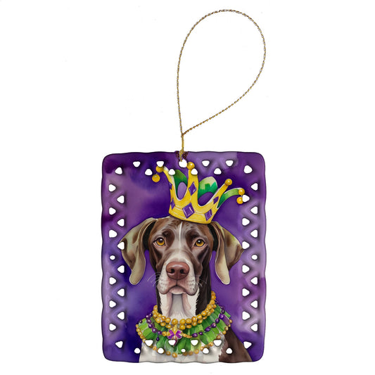 German Shorthaired Pointer King of Mardi Gras Porcelain Ornament