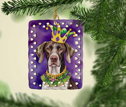 German Shorthaired Pointer King of Mardi Gras Porcelain Ornament