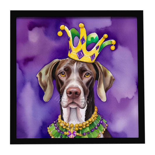 German Shorthaired Pointer King of Mardi Gras Framed Metal Print