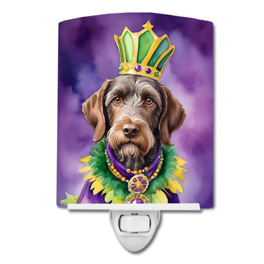 German Wirehaired Pointer King of Mardi Gras Ceramic Night Light
