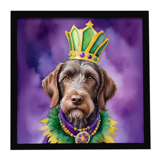 German Wirehaired Pointer King of Mardi Gras Framed Metal Print