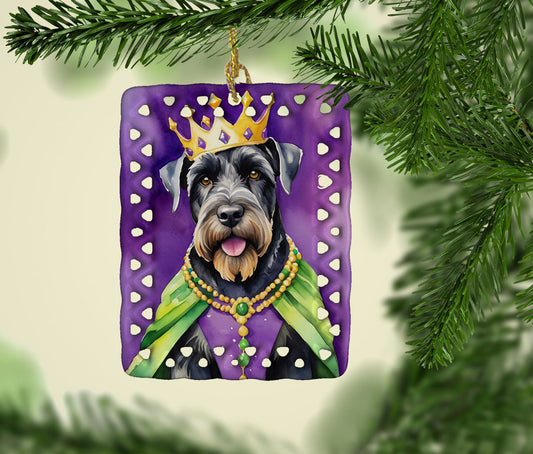 Giant Schnauzer King of Mardi Gras Porcelain Ornament