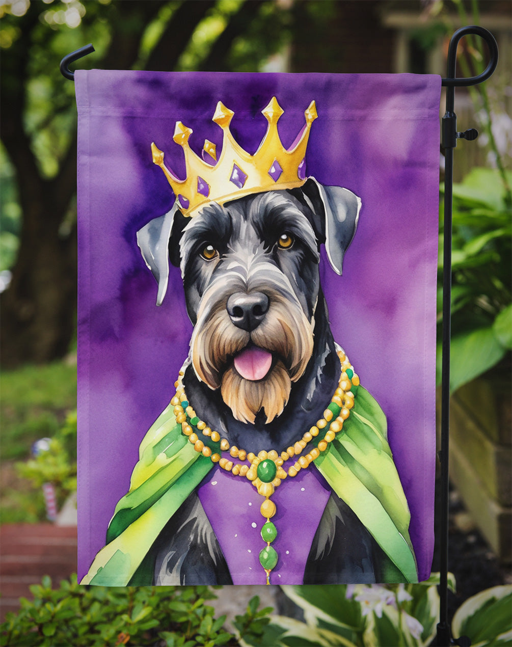 Giant Schnauzer King of Mardi Gras Garden Flag - Vibrant Dog-Themed Yard Decor by Caroline's Treasures