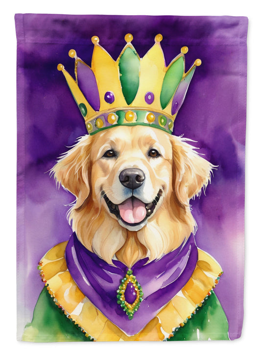 Golden Retriever King of Mardi Gras House Flag