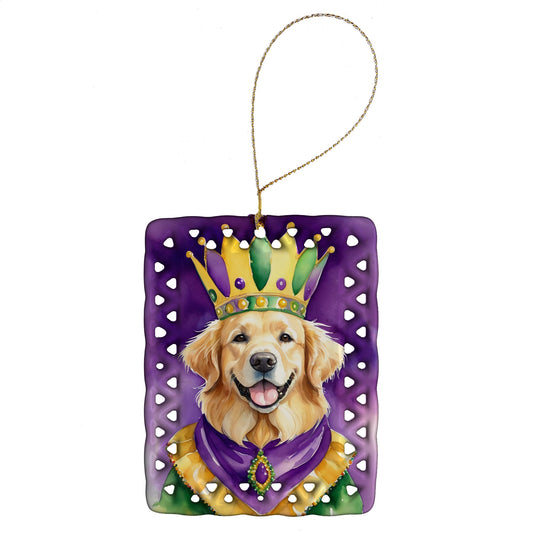Golden Retriever King of Mardi Gras Porcelain Ornament