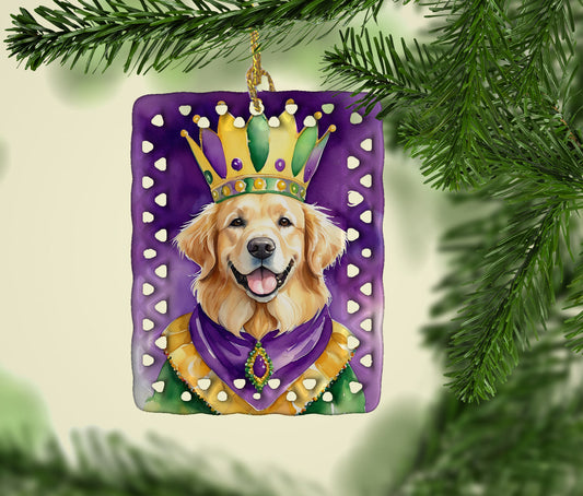 Golden Retriever King of Mardi Gras Porcelain Ornament