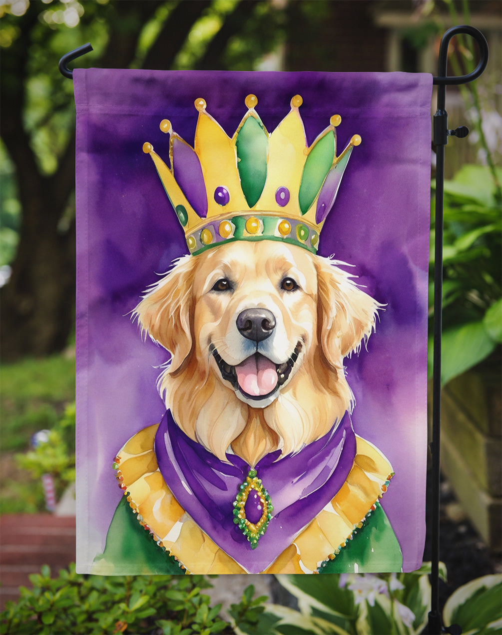 Golden Retriever King of Mardi Gras Garden Flag - Vibrant Dog-Themed Yard Decor by Caroline's Treasures