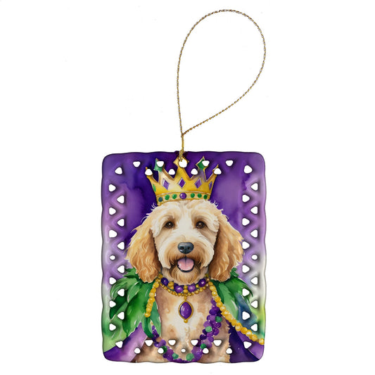 Goldendoodle King of Mardi Gras Porcelain Ornament