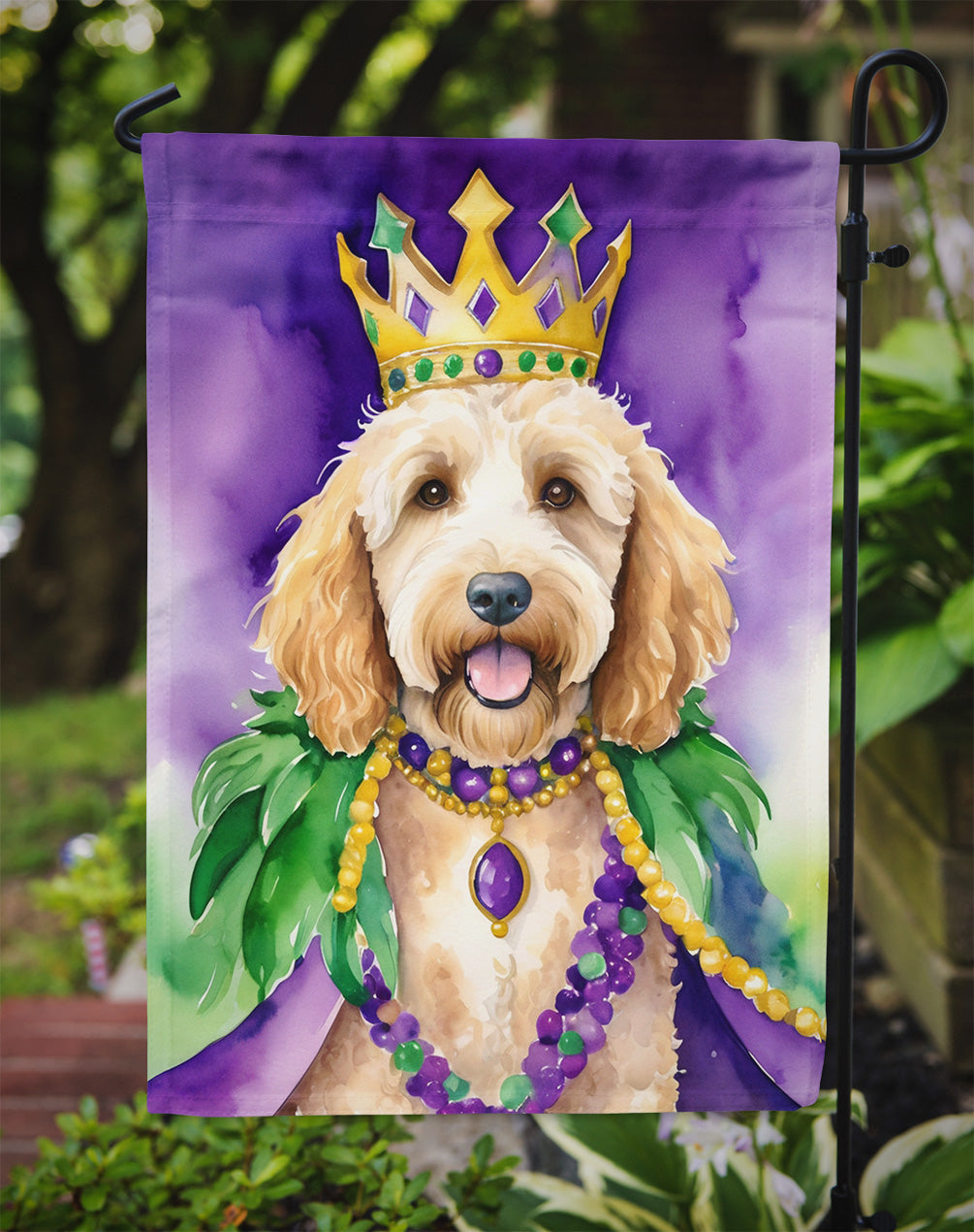 Goldendoodle King of Mardi Gras Garden Flag - Vibrant Dog-Themed Yard Decor by Caroline's Treasures