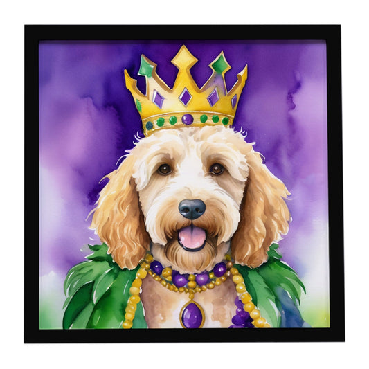 Goldendoodle King of Mardi Gras Framed Metal Print