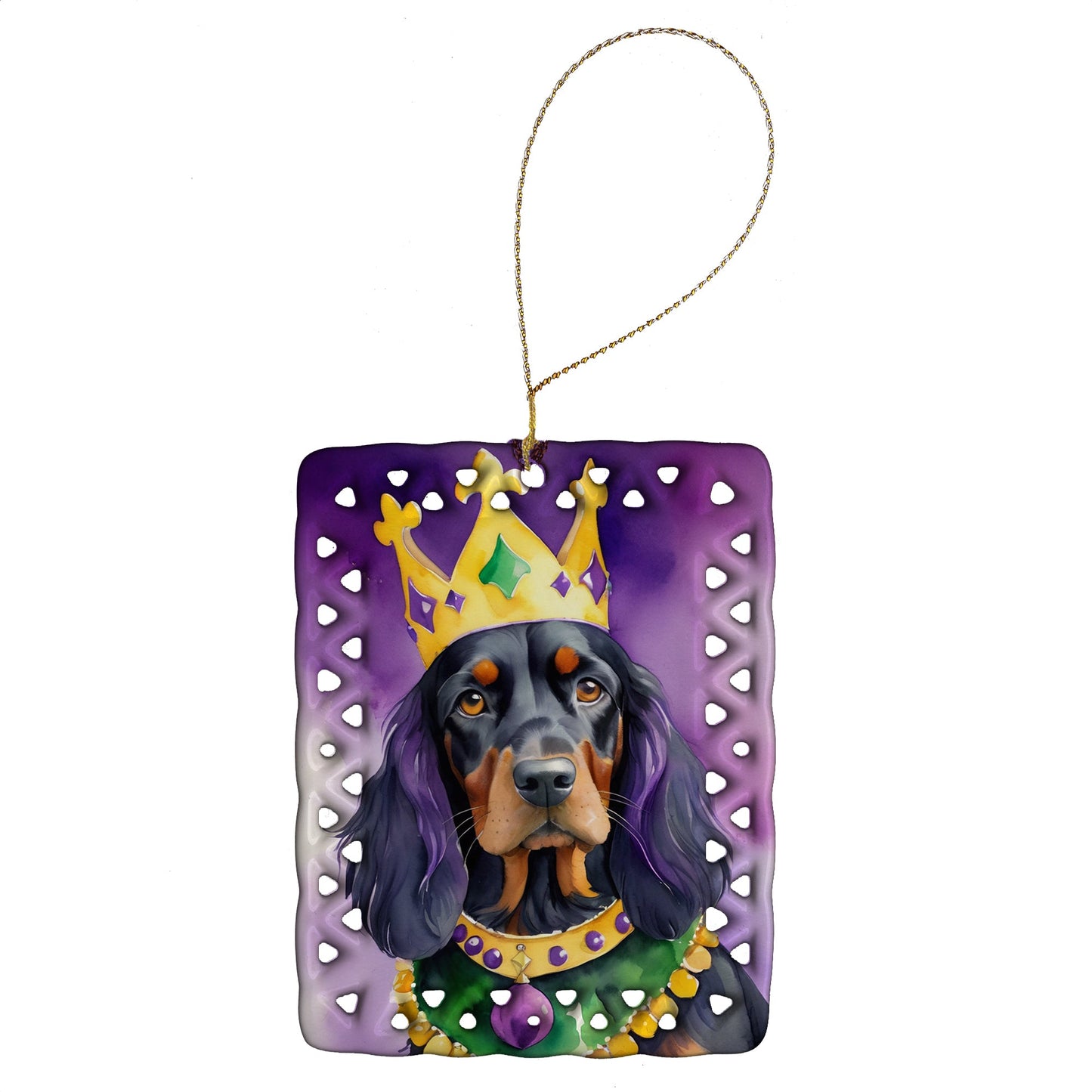 Gordon Setter King of Mardi Gras Porcelain Ornament