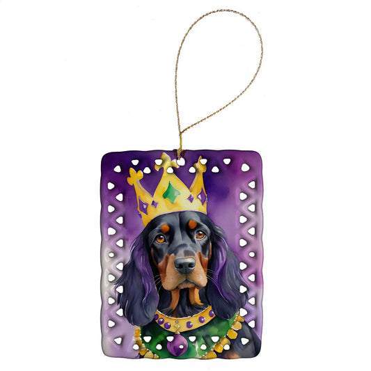 Gordon Setter King of Mardi Gras Porcelain Ornament