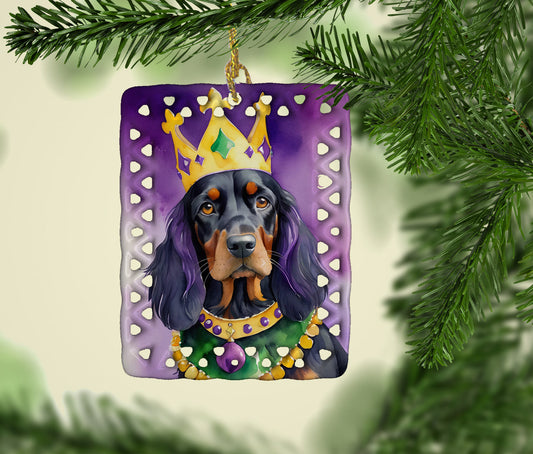 Gordon Setter King of Mardi Gras Porcelain Ornament