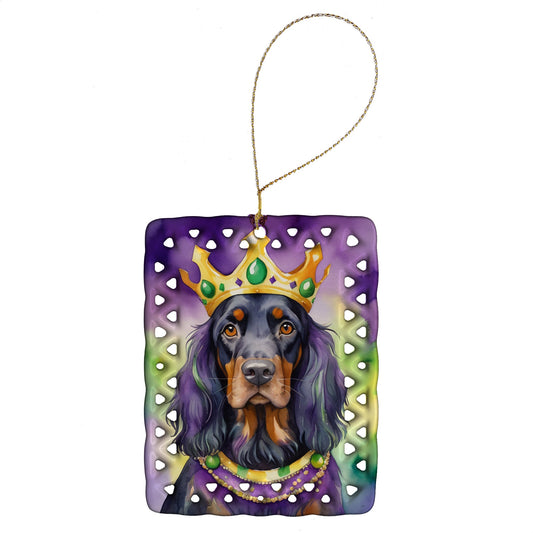 Gordon Setter King of Mardi Gras Porcelain Ornament